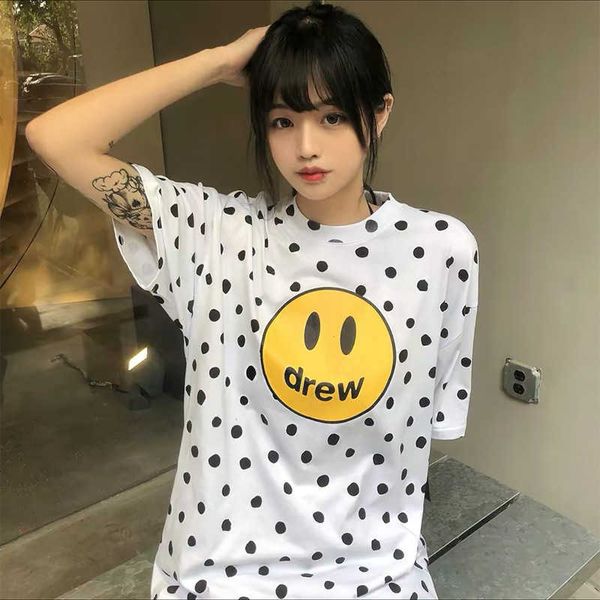 designe drew men's t-shirt smiley face polka dot full print trend men and women lovers loose high street short sleeve, White;black
designe drew men's t-shirt smiley face polka dot full print trend men and women lovers loose high street short sleeve, White;black