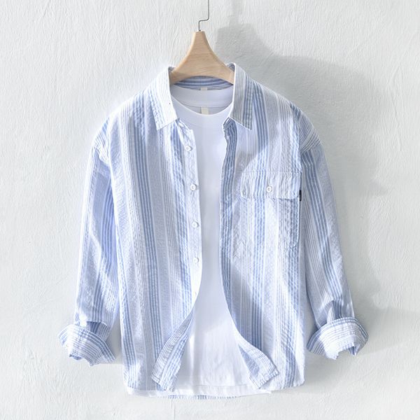 men's casual shirts seriped long sleeve shirts for men turn-down collar 100% cotton casual male blue regular vintage clothing 230322, White;black
men's casual shirts seriped long sleeve shirts for men turn-down collar 100% cotton casual male blue regular vintage clothing 230322, White;black