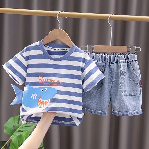 clothing sets summer korean baby boy clothes 1 to 2 years cartoon striped short sleeve t-shirts and denim shorts boutique kids clothing 230, White
clothing sets summer korean baby boy clothes 1 to 2 years cartoon striped short sleeve t-shirts and denim shorts boutique kids clothing 230, White