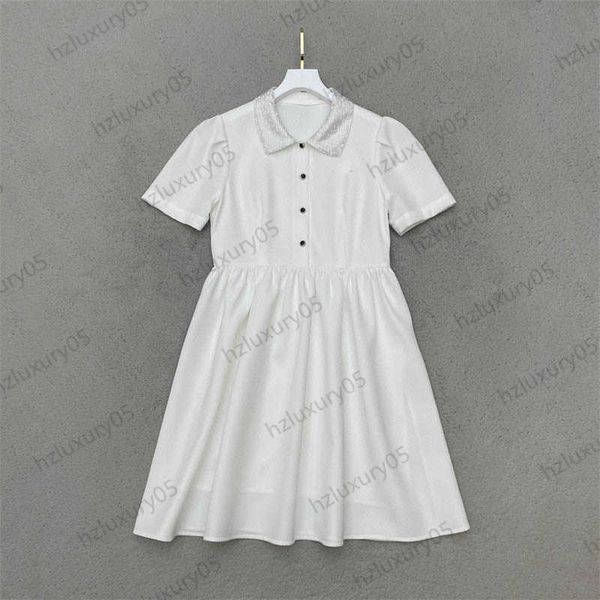 white dresses luxury drill logo splicing lapel bubble short sleeve brand dress custom original buttons high waist pleats maxiskit elegant dr, Black;gray
white dresses luxury drill logo splicing lapel bubble short sleeve brand dress custom original buttons high waist pleats maxiskit elegant dr, Black;gray