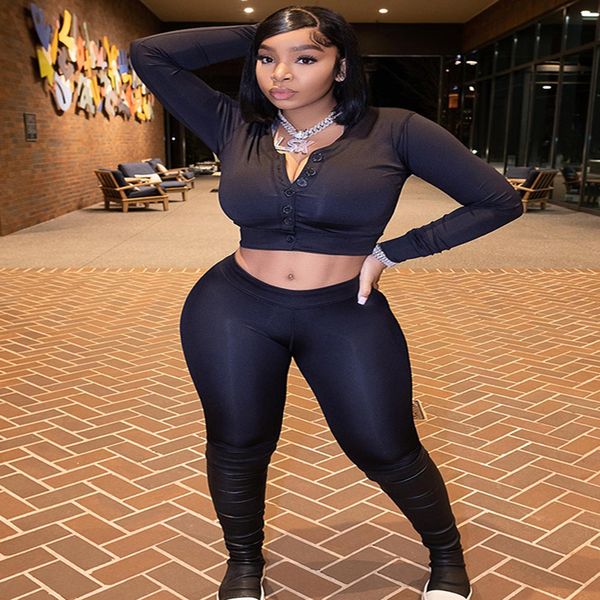 skirts kliou solid letter print two piece set women street style v-neck slim buttons skinny pants streetwear silky female suit, Black 
skirts kliou solid letter print two piece set women street style v-neck slim buttons skinny pants streetwear silky female suit, Black