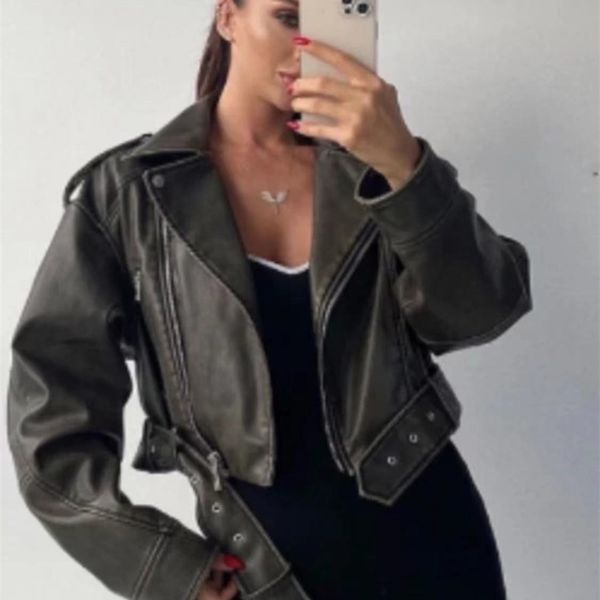 women s jackets rarf vintage wash to do old short lapel long sleeve loose pu imitation leather jacket coat 230321, Black;brown
women s jackets rarf vintage wash to do old short lapel long sleeve loose pu imitation leather jacket coat 230321, Black;brown