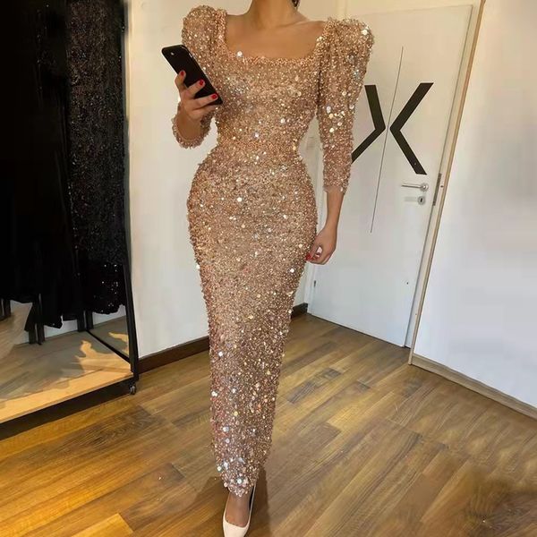 party dresses elegant simple champagne sequin mermaid evening dress square neck prom evening dress for women 3/4 sleeve form vestidos de noc, White;black
party dresses elegant simple champagne sequin mermaid evening dress square neck prom evening dress for women 3/4 sleeve form vestidos de noc, White;black