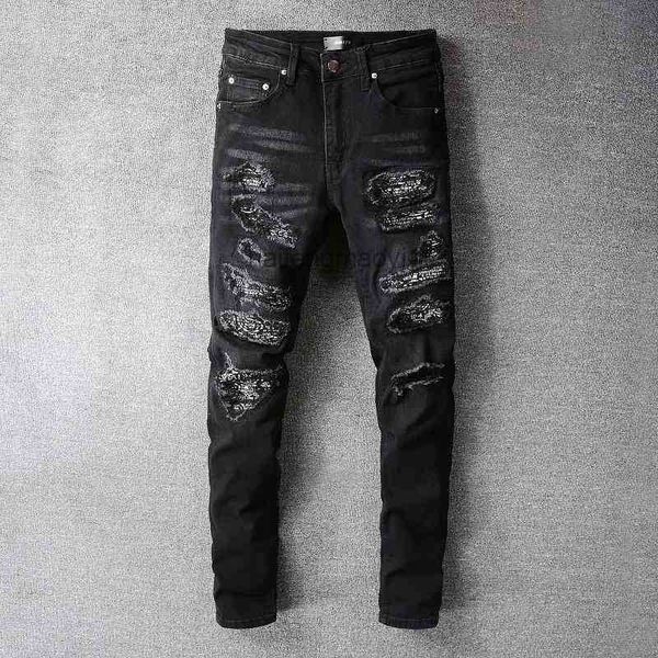 mens jeans designer european and american high street fashion trendy men's black hole pattern patch micro elastic jeans, Blue
mens jeans designer european and american high street fashion trendy men's black hole pattern patch micro elastic jeans, Blue