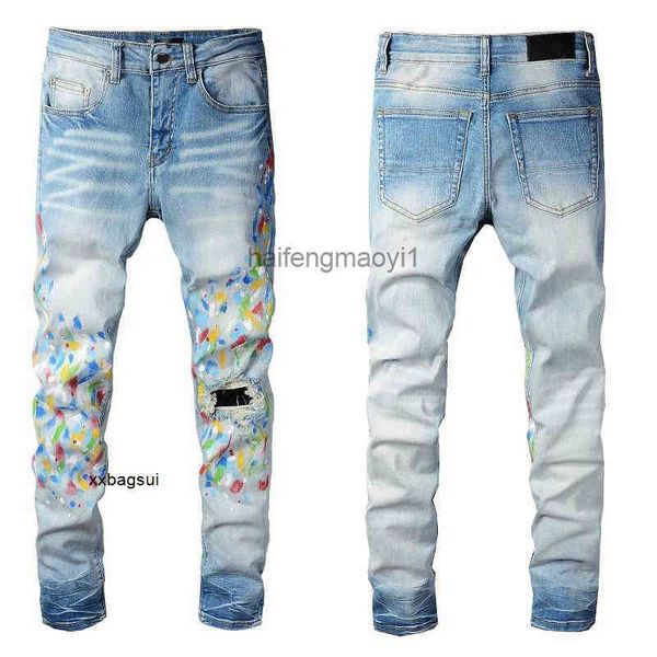 mens jeans trend fashion brand light blue spray painted colorful flower hole elastic tight legged jeans #827
mens jeans trend fashion brand light blue spray painted colorful flower hole elastic tight legged jeans #827