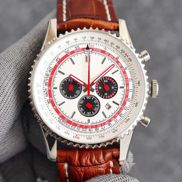 aviation series men's wrist watch 43mm imported multi-function quartz movement men's luxury high-end wrist watch, Slivery;brown
aviation series men's wrist watch 43mm imported multi-function quartz movement men's luxury high-end wrist watch, Slivery;brown