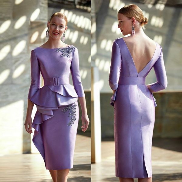 lavender backless mother of the bride dresses sheath appliqued wedding guest dress long sleeves bateau neckline knee length satin peplum eve, Black;red
lavender backless mother of the bride dresses sheath appliqued wedding guest dress long sleeves bateau neckline knee length satin peplum eve, Black;red
