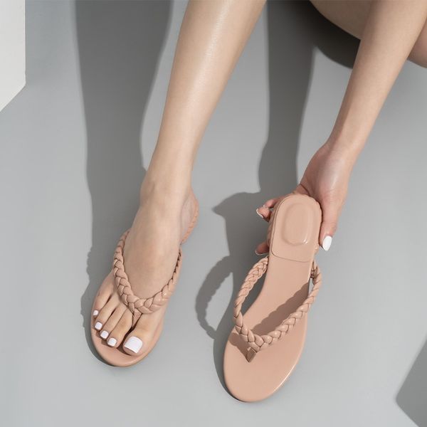 new flip flops woven low heel women's sandals solid color clip toe thick heel sandals women, Black
new flip flops woven low heel women's sandals solid color clip toe thick heel sandals women, Black