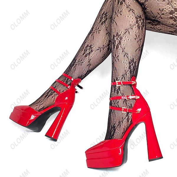 olomm new women platform pumps patent buckle chunky heels pointed toe gorgeous red pink night club shoes women us size 5-.5, Black
olomm new women platform pumps patent buckle chunky heels pointed toe gorgeous red pink night club shoes women us size 5-.5, Black
