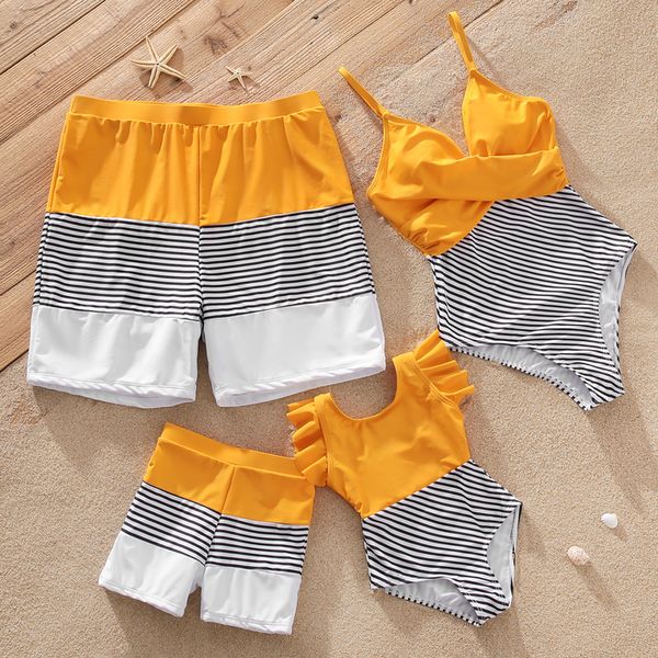 family matching outfits patpat swimsuit striped colorblock swim trunks shorts and spaghetti strap splicing swimsuits 230322, Blue
family matching outfits patpat swimsuit striped colorblock swim trunks shorts and spaghetti strap splicing swimsuits 230322, Blue