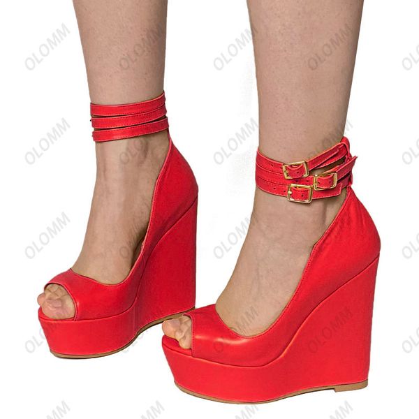 olomm handmade women platform pumps ankle strap buckle wedges heels peep toe yellow green casual shoes women plus us size 5-20, Black
olomm handmade women platform pumps ankle strap buckle wedges heels peep toe yellow green casual shoes women plus us size 5-20, Black