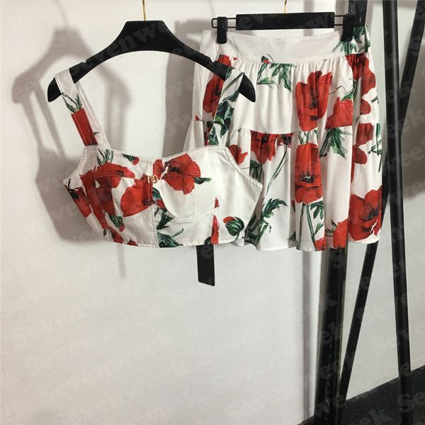 women skirts sling tanks sets desigenr dress flower pattern vest two piece charm ladies tank clothing set, White
women skirts sling tanks sets desigenr dress flower pattern vest two piece charm ladies tank clothing set, White