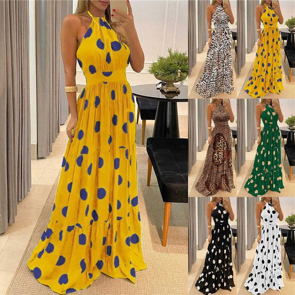 party dresses women boho halter neck dots maxi sleeveless leopard oversized holiday beach long sun evening robe y2303, White;black
party dresses women boho halter neck dots maxi sleeveless leopard oversized holiday beach long sun evening robe y2303, White;black
