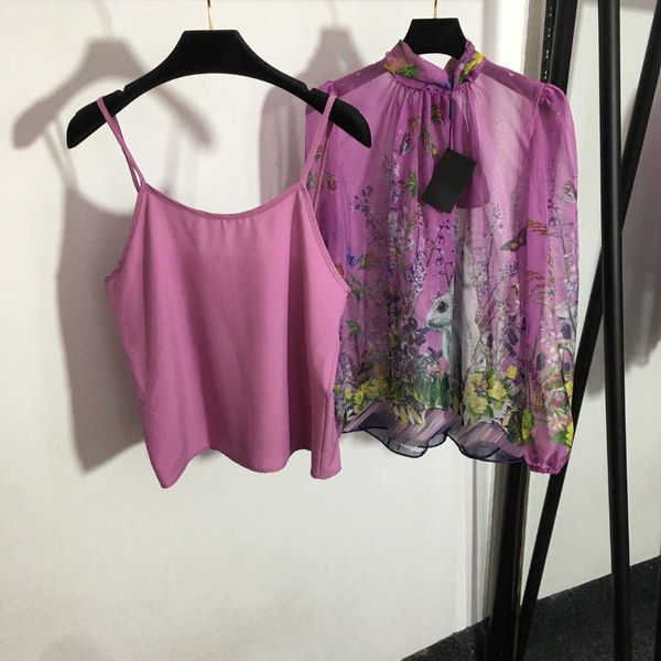 23ss brand designer women sling shirt set butterfly flower print bow lace-up long-sleeved high neck shirts suspender lining with womens clot, White
23ss brand designer women sling shirt set butterfly flower print bow lace-up long-sleeved high neck shirts suspender lining with womens clot, White