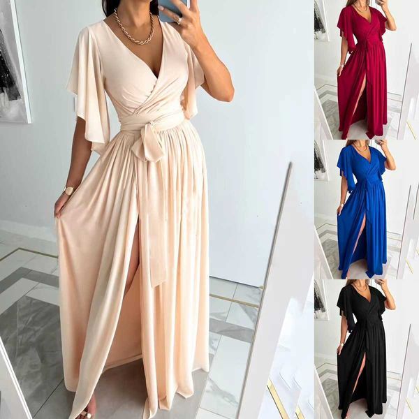 party dresses summer butterfly sleeve pleated maxi for women elegant v-neck sashes high waist vintage female holiday y2303, White;black
party dresses summer butterfly sleeve pleated maxi for women elegant v-neck sashes high waist vintage female holiday y2303, White;black