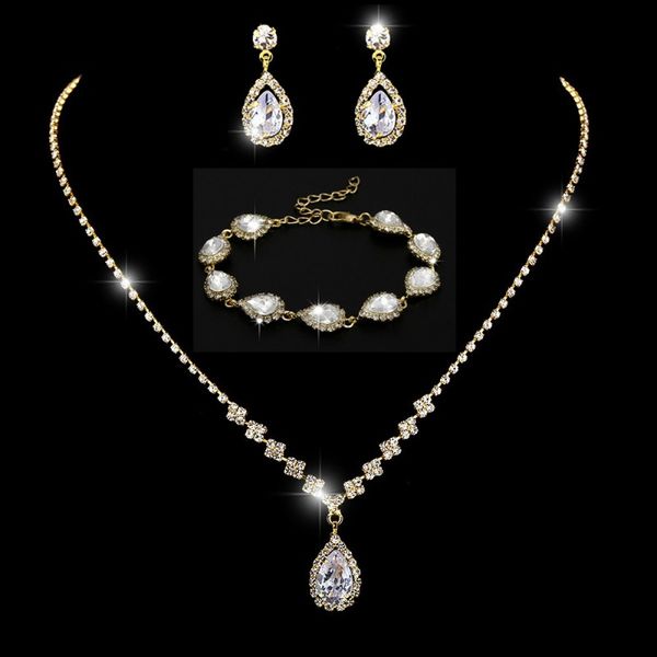 factory price pendant earring bracelet suit inlaid zircon rhinestone crystal earring twinkle bridal neklace chain adjeustable length necklac, Silver
factory price pendant earring bracelet suit inlaid zircon rhinestone crystal earring twinkle bridal neklace chain adjeustable length necklac, Silver
