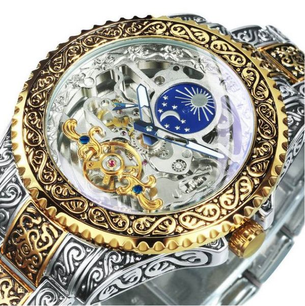 automatic tourbillon watch for men mechanical skeleton mens watches brand luxury engraved vintage moon phase steel, Slivery;brown
automatic tourbillon watch for men mechanical skeleton mens watches brand luxury engraved vintage moon phase steel, Slivery;brown