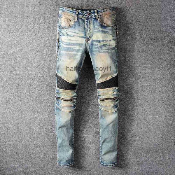 mens jeans designer high street fashion brand new retro stitching old punk style zipper decoration slim fit jeans 606 hip hop, Blue
mens jeans designer high street fashion brand new retro stitching old punk style zipper decoration slim fit jeans 606 hip hop, Blue