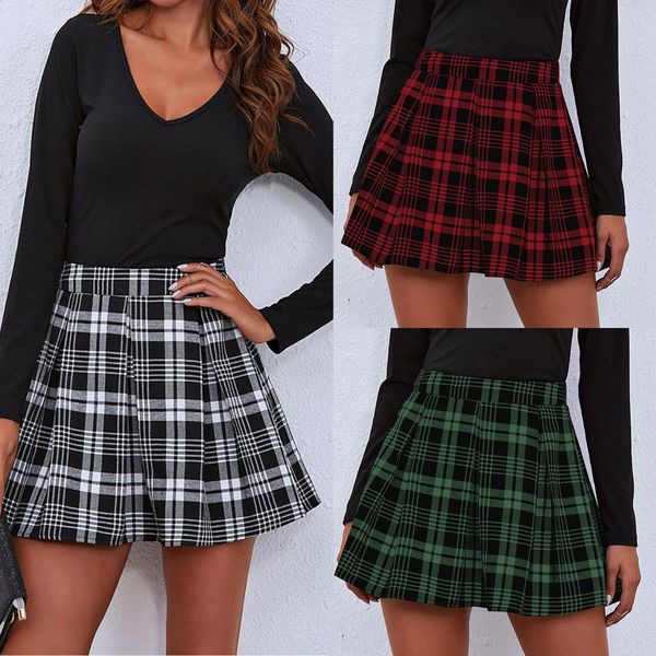 skirts s-xl multicolor plaid pleated skirt women's layered lattice splicing pleated skirt high waist skirt pleated mini skirt youth f4, Black
skirts s-xl multicolor plaid pleated skirt women's layered lattice splicing pleated skirt high waist skirt pleated mini skirt youth f4, Black
