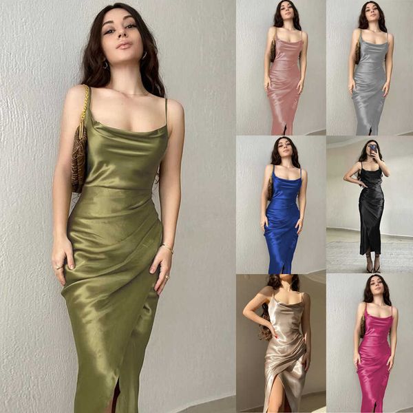 party dresses 2023 backless sling maxi women's low cut satin slit slim long summer fashion elegant ladies irregular y2303, White;black
party dresses 2023 backless sling maxi women's low cut satin slit slim long summer fashion elegant ladies irregular y2303, White;black