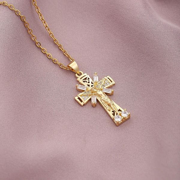 christian cz jesus cross necklace for women men stainless steel chains religion cross pendants choker jewelry prayer gift, Silver
christian cz jesus cross necklace for women men stainless steel chains religion cross pendants choker jewelry prayer gift, Silver