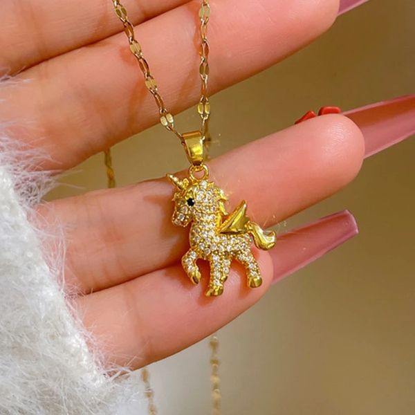 trendy cute unicorn pendant necklaces for women titanium stainless steel 18k gold plated jewelry neck link chain gift, Silver
trendy cute unicorn pendant necklaces for women titanium stainless steel 18k gold plated jewelry neck link chain gift, Silver