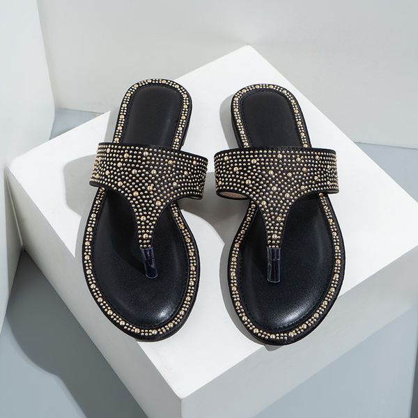 elegant ladies sandals flats with shoes fashion female casual outdoor slides beach summers women flip flops rivet slippers, Black
elegant ladies sandals flats with shoes fashion female casual outdoor slides beach summers women flip flops rivet slippers, Black