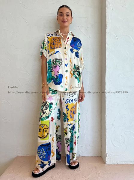 women s pants s lvydala women short sleeve colorful print silk shirt with wide leg 230321, Black;white
women s pants s lvydala women short sleeve colorful print silk shirt with wide leg 230321, Black;white