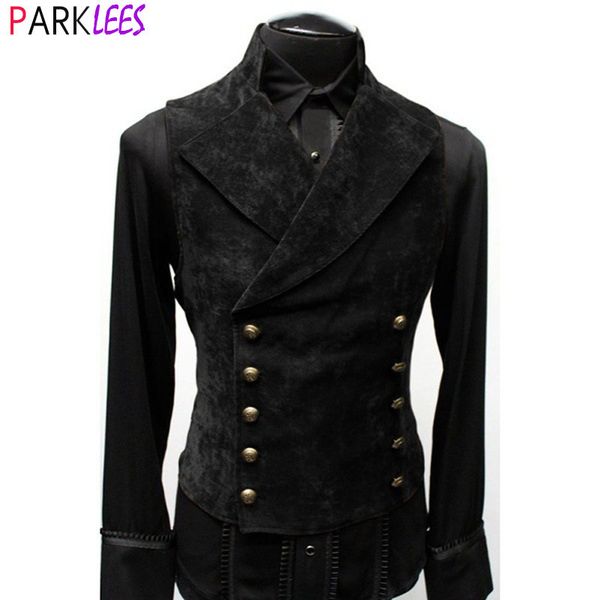 men's vests mens double breasted gothic steampunk velvet vest stand collar medieval victorian black waistcoat men stage cosplay prom co, Black;white
men's vests mens double breasted gothic steampunk velvet vest stand collar medieval victorian black waistcoat men stage cosplay prom co, Black;white