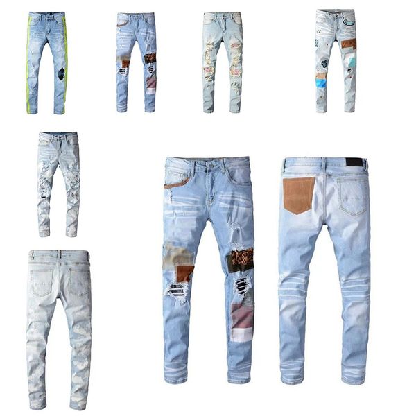 new designer mens jeans men jean stack man skinny hole streetwear pants motorcycle hiking pant hip hop embroidery patchwork rock fashion tro, Blue
new designer mens jeans men jean stack man skinny hole streetwear pants motorcycle hiking pant hip hop embroidery patchwork rock fashion tro, Blue