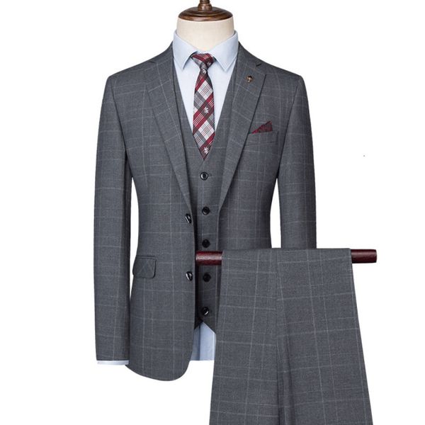 men's suits blazers jacketvestpants men's luxury suits korean slim business suit gray plaid groomsman 3 pcs set drees trousers wai, White;black 
men's suits blazers jacketvestpants men's luxury suits korean slim business suit gray plaid groomsman 3 pcs set drees trousers wai, White;black