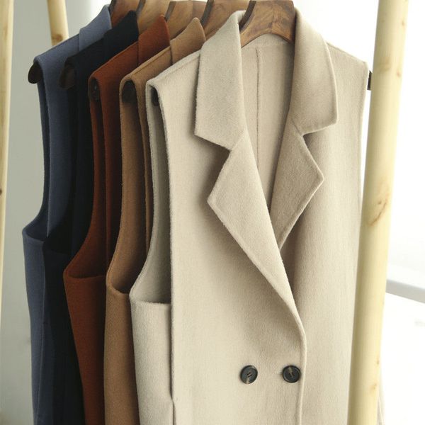 women's vests notched double-sided cashmere vest women spring autumn thin woolen waistcoat mid-length korean loose outer wear y1094 230, Black;white
women's vests notched double-sided cashmere vest women spring autumn thin woolen waistcoat mid-length korean loose outer wear y1094 230, Black;white
