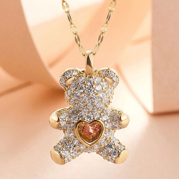 flash swing diamond lovely bear pendant necklaces for women golden titanium stainless steel neck link chain jewelry gift, Silver
flash swing diamond lovely bear pendant necklaces for women golden titanium stainless steel neck link chain jewelry gift, Silver