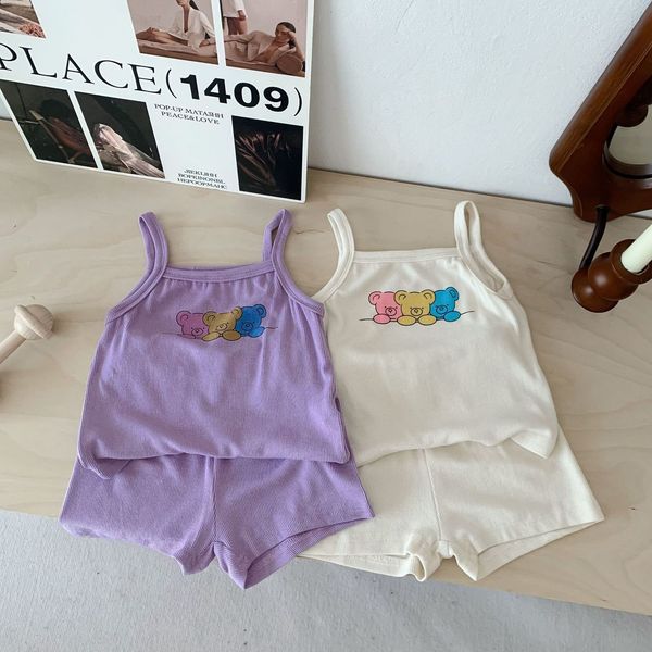 clothing sets summer thin soft cartoon sling t-shirt bears sleeveless comfortable solid shorts girl cute sweet set boys homewear suit 23032, White
clothing sets summer thin soft cartoon sling t-shirt bears sleeveless comfortable solid shorts girl cute sweet set boys homewear suit 23032, White