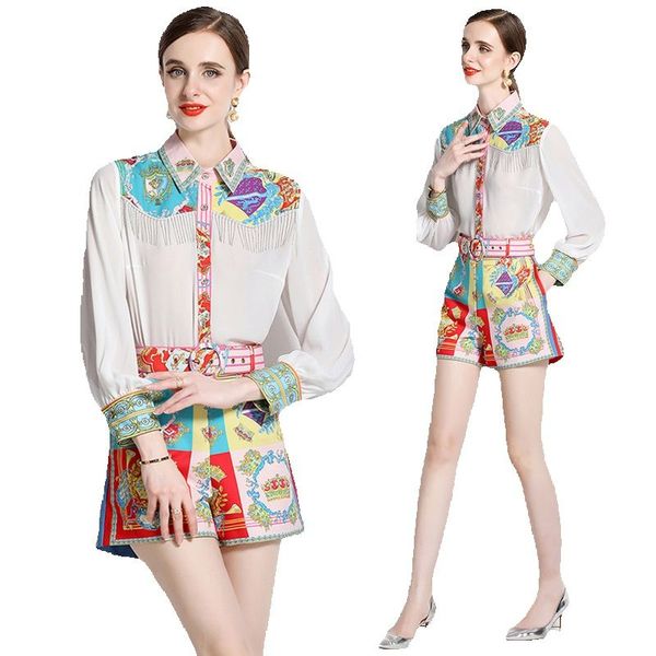 2023 designer short pant sets summer two piece set women print lapel shirt and casual shorts holiday party graceful white suit office lady c
2023 designer short pant sets summer two piece set women print lapel shirt and casual shorts holiday party graceful white suit office lady c