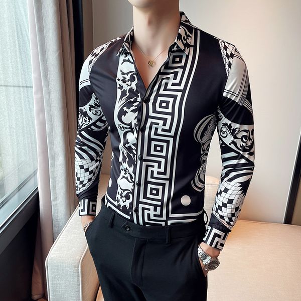 men's casual shirts luxury long sleeve mens baroque shirts dress autumn party prom wear slim fit male brand clothing striped print casu, White;black
men's casual shirts luxury long sleeve mens baroque shirts dress autumn party prom wear slim fit male brand clothing striped print casu, White;black