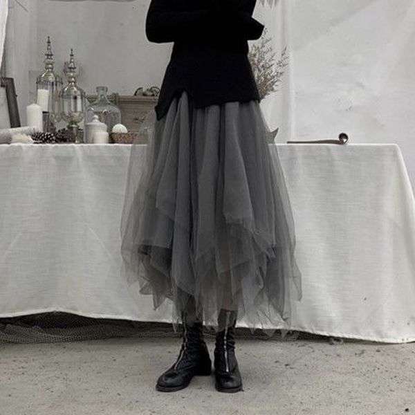 skirts deeptown gothic tulle skirts vintage punk long irregular pleasted streetwear elastic high waist a-line mesh midi skirts fashion 23032, Black
skirts deeptown gothic tulle skirts vintage punk long irregular pleasted streetwear elastic high waist a-line mesh midi skirts fashion 23032, Black