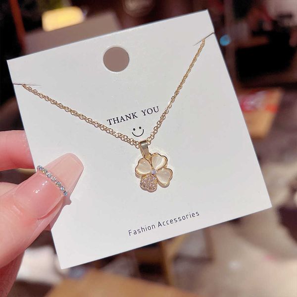 pendant necklaces strands strings ins wind lucky four leaf flower steel necklace women's non fading anti allergic cat's eye small, Silver
pendant necklaces strands strings ins wind lucky four leaf flower steel necklace women's non fading anti allergic cat's eye small, Silver
