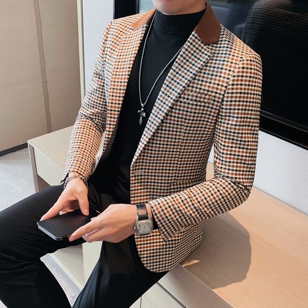 men's suits blazers version trendy terno masculino blazer men blaser homme blazer plaid suit jacket korean thousand bird lattice suit m, White;black 
men's suits blazers version trendy terno masculino blazer men blaser homme blazer plaid suit jacket korean thousand bird lattice suit m, White;black
