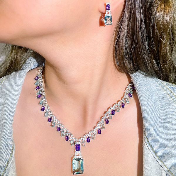 wedding jewelry sets cwwzircons beautiful purple blue cubic zircon crystal dangle drop bridal necklace party for women t605 230321, Slivery;golden
wedding jewelry sets cwwzircons beautiful purple blue cubic zircon crystal dangle drop bridal necklace party for women t605 230321, Slivery;golden