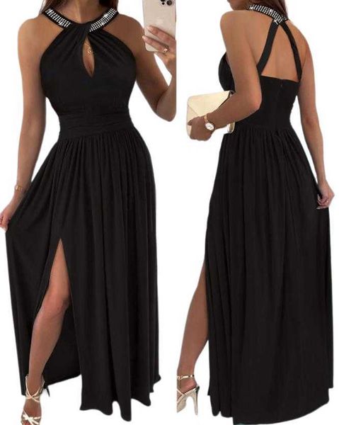party dresses women rhinestone decor elegant fashion high slit backless sleeveless solid color maxi dress 2023 summer y2303, White;black
party dresses women rhinestone decor elegant fashion high slit backless sleeveless solid color maxi dress 2023 summer y2303, White;black