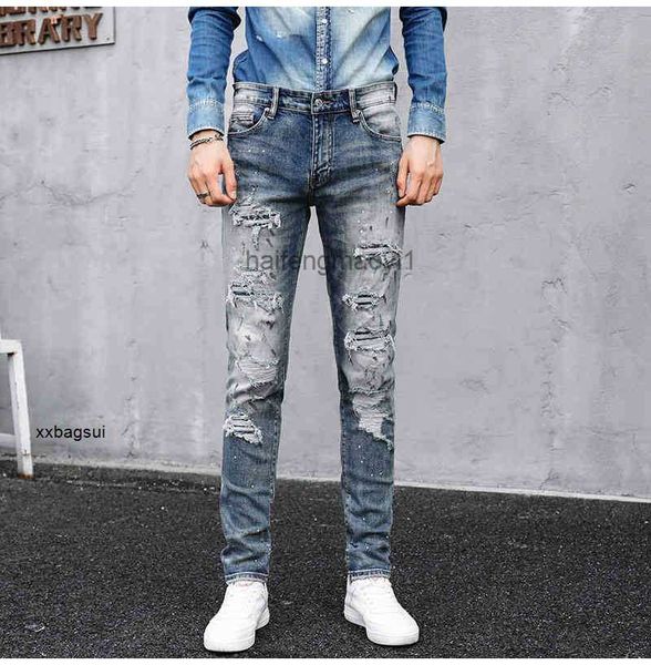 mens jeans designer high street fashion spring diamond studded holes slim fit small feet tight slp style 8096 hip hop, Blue
mens jeans designer high street fashion spring diamond studded holes slim fit small feet tight slp style 8096 hip hop, Blue