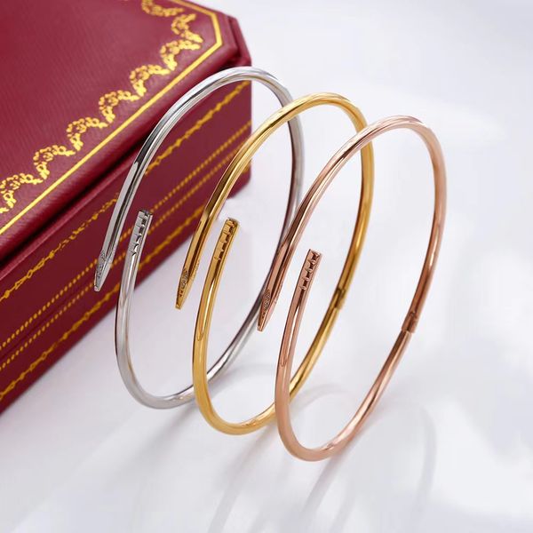 designer 2.8mm 4.2 mm thin thick nail bracelet bangle titanium steel 18k gold plated bracelets women love bracelet bangles jewelry gift size, White
designer 2.8mm 4.2 mm thin thick nail bracelet bangle titanium steel 18k gold plated bracelets women love bracelet bangles jewelry gift size, White