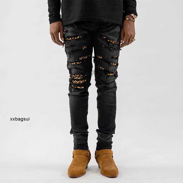 designer jeans ch high street tide brand washing water used black leopard print pasted cloth hole elastic slim fit small leg jeans men, Blue
designer jeans ch high street tide brand washing water used black leopard print pasted cloth hole elastic slim fit small leg jeans men, Blue