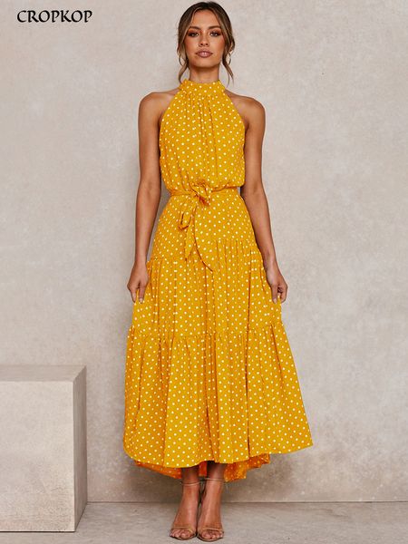 casual dresses summer long dress polka dot black halter strapless yellow sundress vacation clothes for women 230321, Black;gray
casual dresses summer long dress polka dot black halter strapless yellow sundress vacation clothes for women 230321, Black;gray