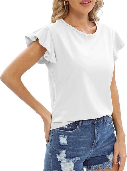 women's short sleeve crew neck t-shirts summer ruffled t-shirts casual loose cotton teesvo9y, White
women's short sleeve crew neck t-shirts summer ruffled t-shirts casual loose cotton teesvo9y, White