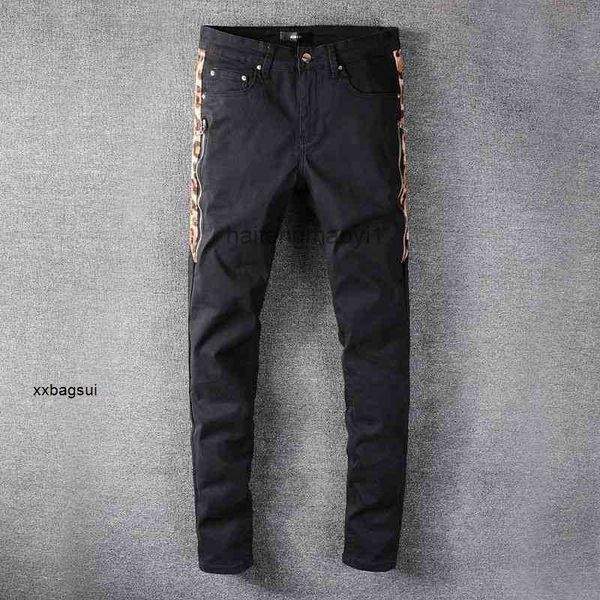 mens jeans designer high street fashion new black jeans young men's leopard border elastic tight skinny leggings 634 hip hop, Blue
mens jeans designer high street fashion new black jeans young men's leopard border elastic tight skinny leggings 634 hip hop, Blue