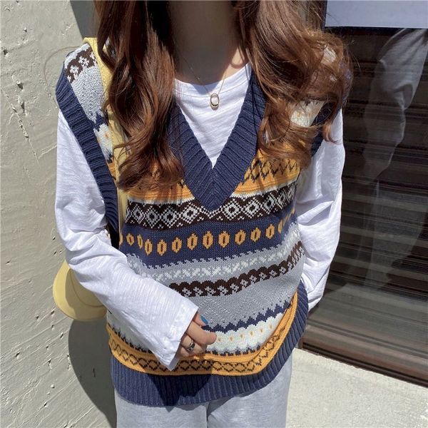 women's vests women's knit vest fall/winter korean vintage contrast color sleeveless jacket casual fashion sweater vests womens 2, Black;white
women's vests women's knit vest fall/winter korean vintage contrast color sleeveless jacket casual fashion sweater vests womens 2, Black;white