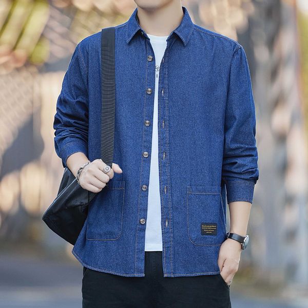 men's casual shirts japanese 100% cotton denim shirt trendy streetwear fashion all-match thin jean jacket spring autumn casual men bra, White;black
men's casual shirts japanese 100% cotton denim shirt trendy streetwear fashion all-match thin jean jacket spring autumn casual men bra, White;black