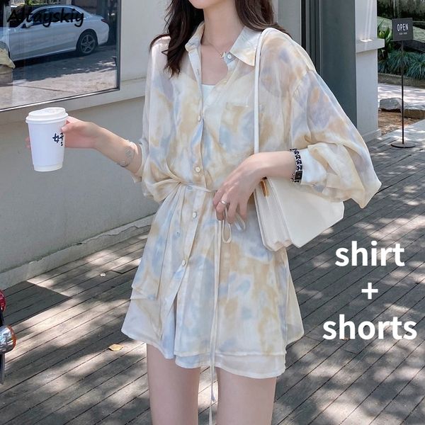 women's two piece pants 2 pieces set outfits summer sunproof chiffon allmatch tie dye loose casual shorts street ulzzang fashion colleg, White
women's two piece pants 2 pieces set outfits summer sunproof chiffon allmatch tie dye loose casual shorts street ulzzang fashion colleg, White